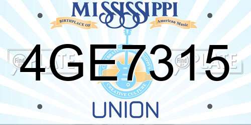 4GE7315 Mississippi License Plate
