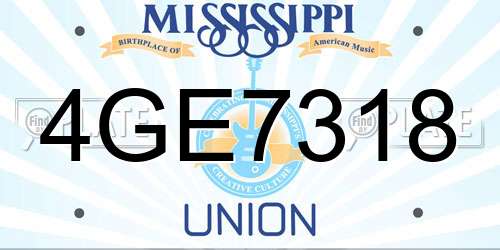 4GE7318 Mississippi License Plate