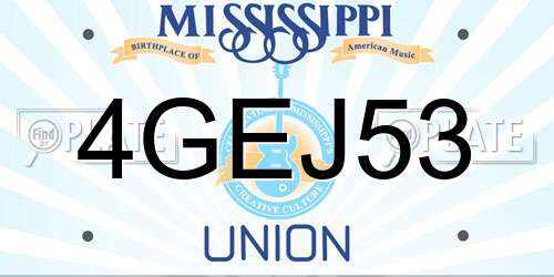 4GEJ53 Mississippi License Plate