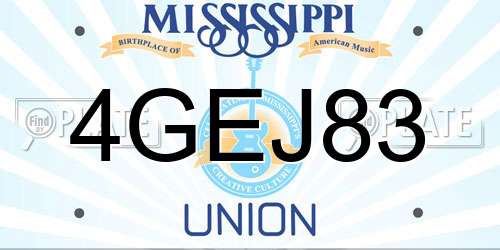 4GEJ83 Mississippi License Plate
