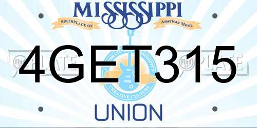 4GET315 Mississippi License Plate