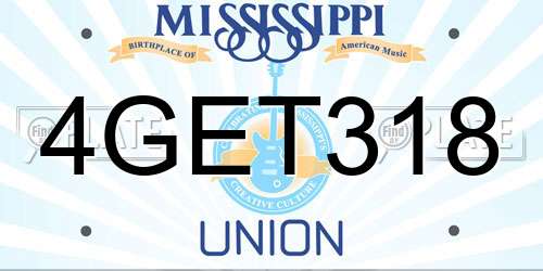 4GET318 Mississippi License Plate