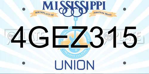 4GEZ315 Mississippi License Plate