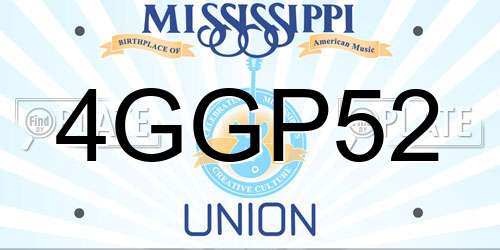 4GGP52 Mississippi License Plate