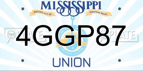 4GGP87 Mississippi License Plate