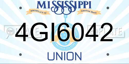 4GI6042 Mississippi License Plate