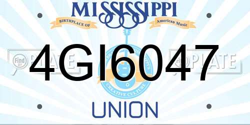 4GI6047 Mississippi License Plate