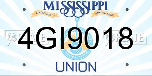 4GI9018 Mississippi License Plate
