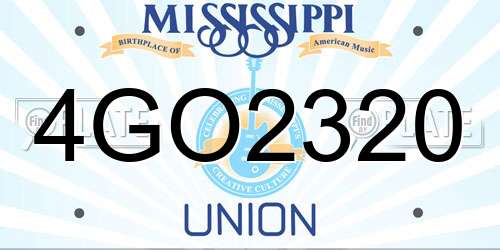 4GO2320 Mississippi License Plate