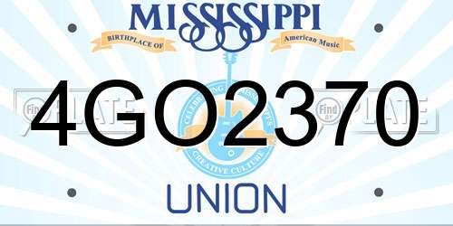 4GO2370 Mississippi License Plate