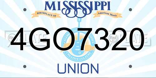 4GO7320 Mississippi License Plate