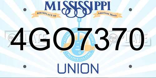 4GO7370 Mississippi License Plate