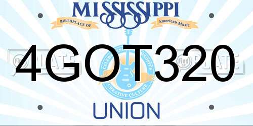 4GOT320 Mississippi License Plate