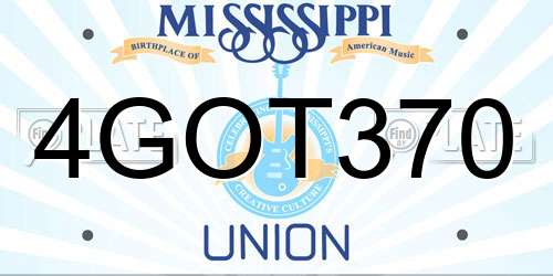 4GOT370 Mississippi License Plate