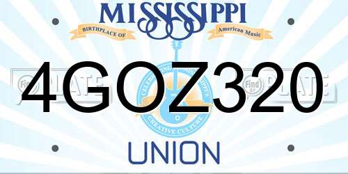 4GOZ320 Mississippi License Plate