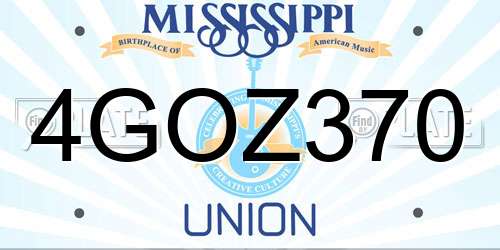 4GOZ370 Mississippi License Plate
