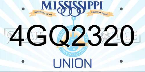 4GQ2320 Mississippi License Plate
