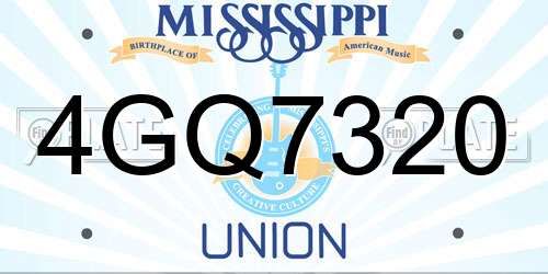 4GQ7320 Mississippi License Plate
