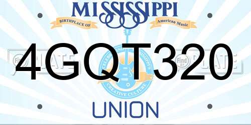 4GQT320 Mississippi License Plate