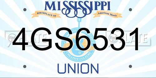 4GS6531 Mississippi License Plate
