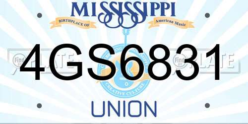 4GS6831 Mississippi License Plate