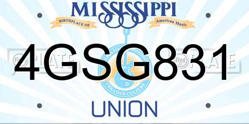 4GSG831 Mississippi License Plate