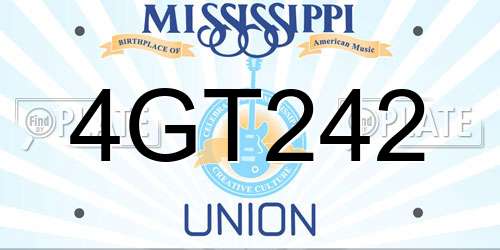 4GT242 Mississippi License Plate