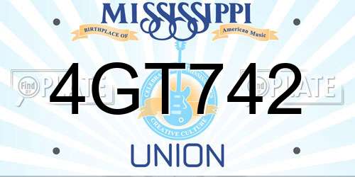 4GT742 Mississippi License Plate
