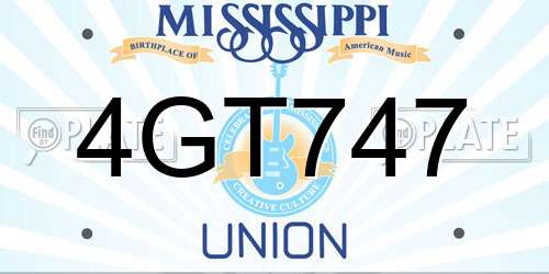 4GT747 Mississippi License Plate