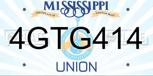 4GTG414 Mississippi License Plate