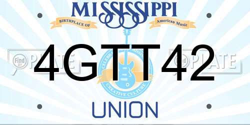 4GTT42 Mississippi License Plate