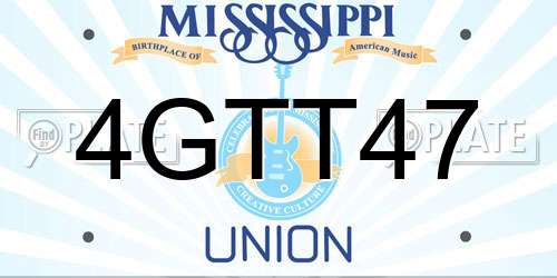 4GTT47 Mississippi License Plate
