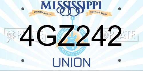 4GZ242 Mississippi License Plate
