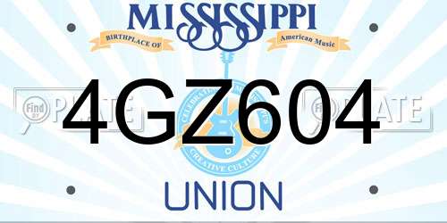 4GZ604 Mississippi License Plate