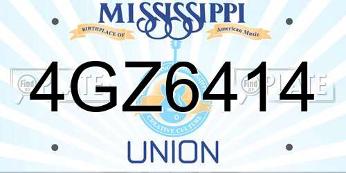 4GZ6414 Mississippi License Plate