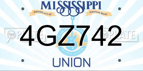 4GZ742 Mississippi License Plate