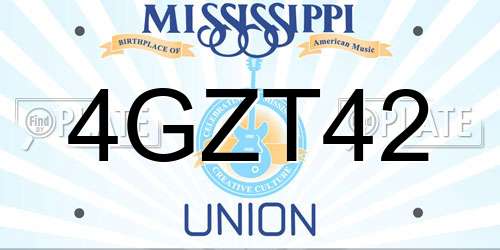4GZT42 Mississippi License Plate