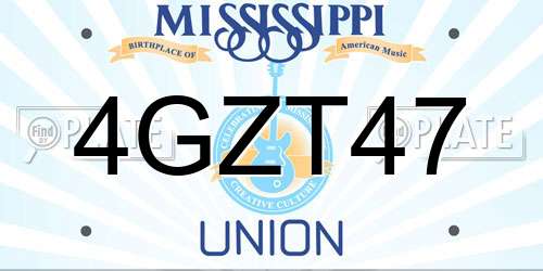 4GZT47 Mississippi License Plate