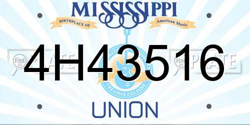 4H43516 Mississippi License Plate