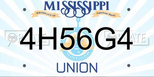 4H56G4 Mississippi License Plate