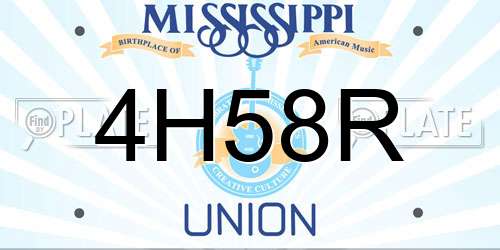 4H58R Mississippi License Plate