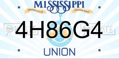 4H86G4 Mississippi License Plate