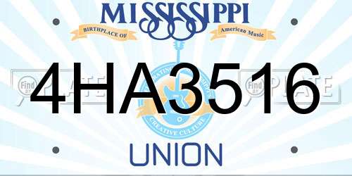 4HA3516 Mississippi License Plate
