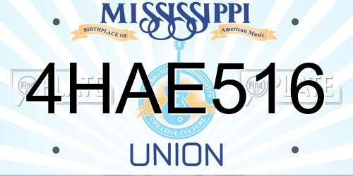 4HAE516 Mississippi License Plate