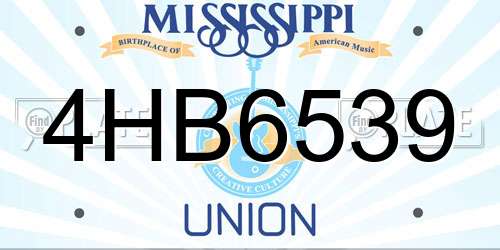 4HB6539 Mississippi License Plate