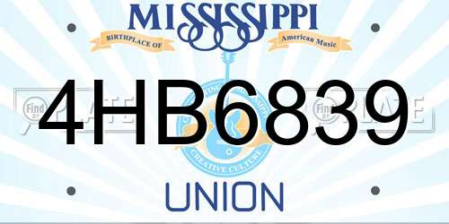 4HB6839 Mississippi License Plate