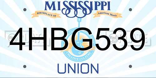 4HBG539 Mississippi License Plate
