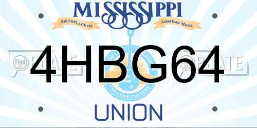 4HBG64 Mississippi License Plate