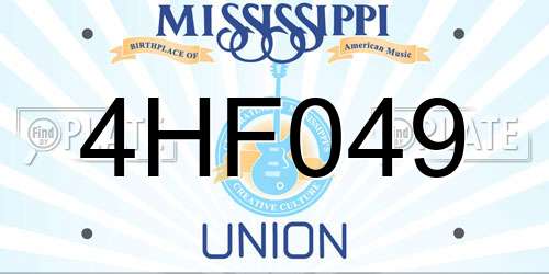 4HF049 Mississippi License Plate