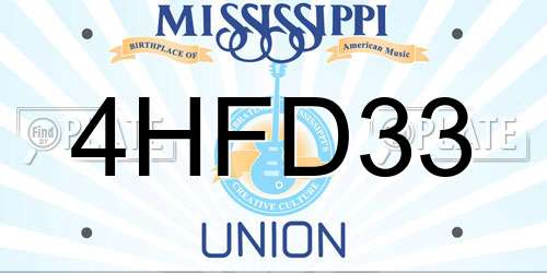 4HFD33 Mississippi License Plate
